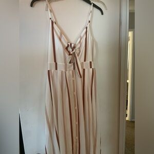 Neutral tone striped summer dress